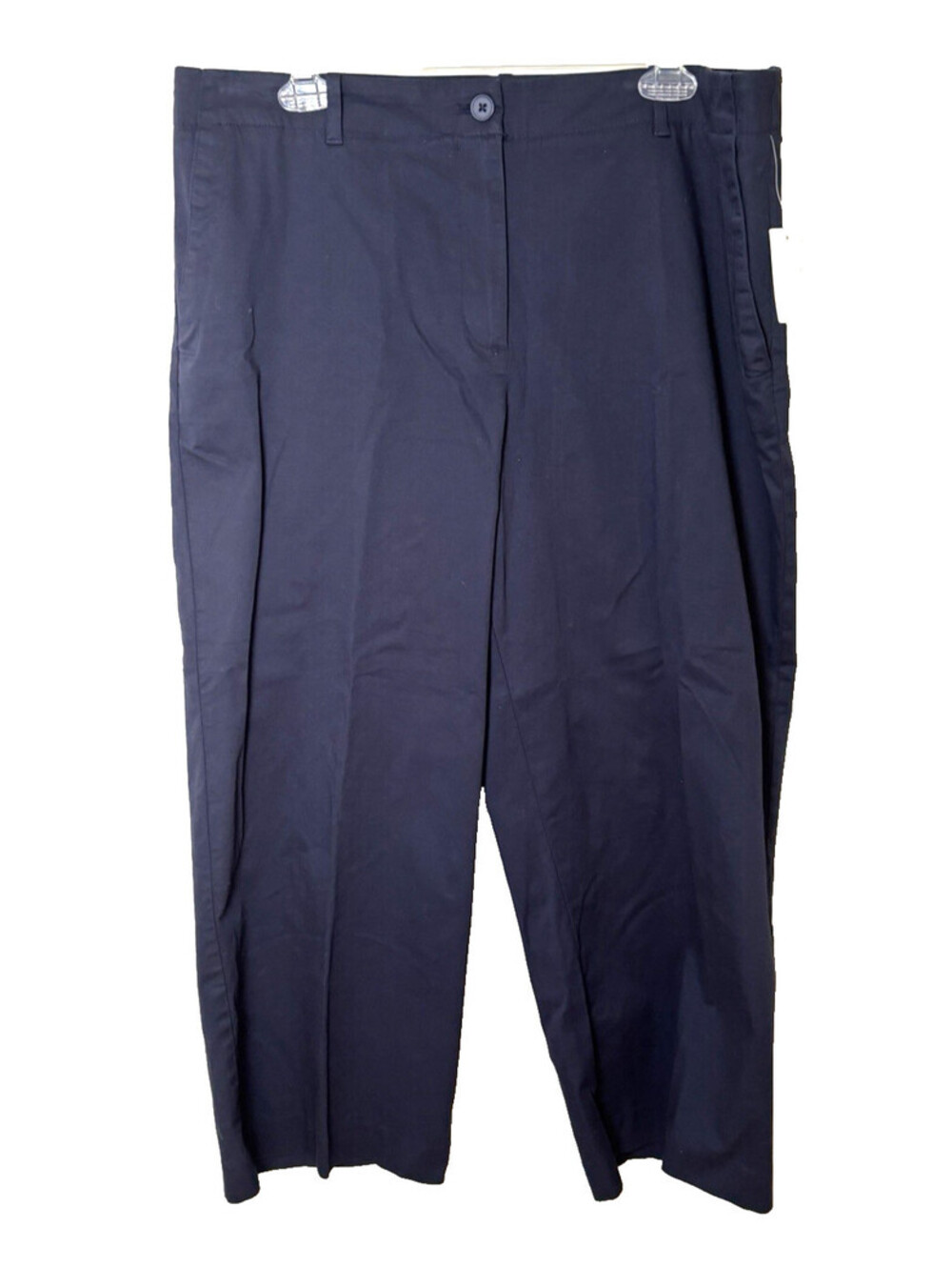 Talbots Pants Womens 16 Navy Blue Wide Leg Cropped Trousers High Rise NWT